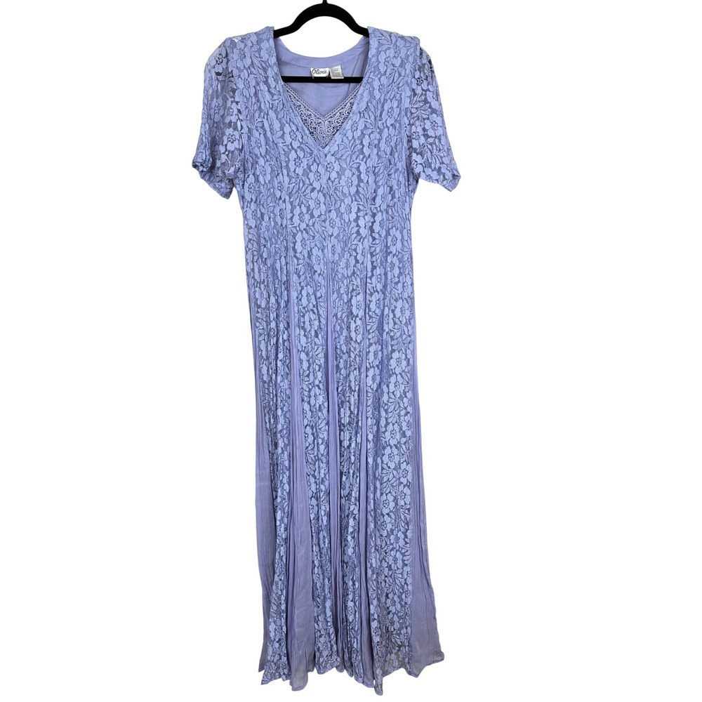Vintage Dress Sz M Lace Maxi Cottage Fairy Romantic Flowy Feminine Party Boho